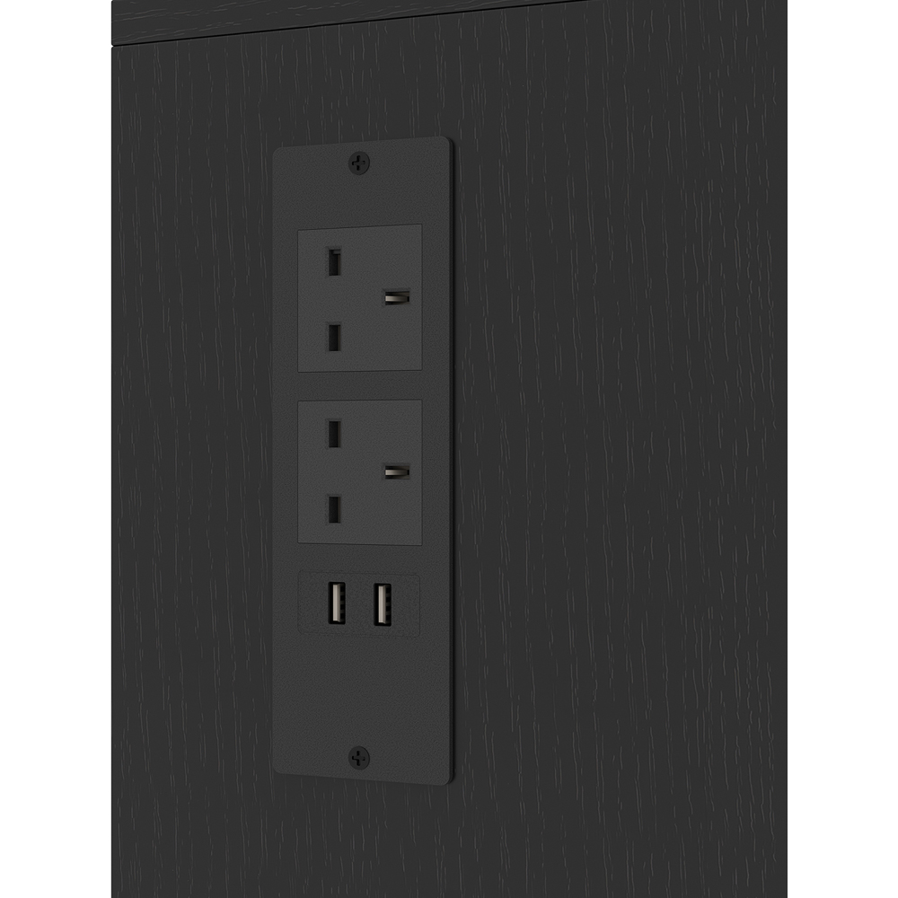 Living and Home 2 Door Single Drawer 3 Shelf Black RGB LED Bar Cabinet with Power Outlet Image 5