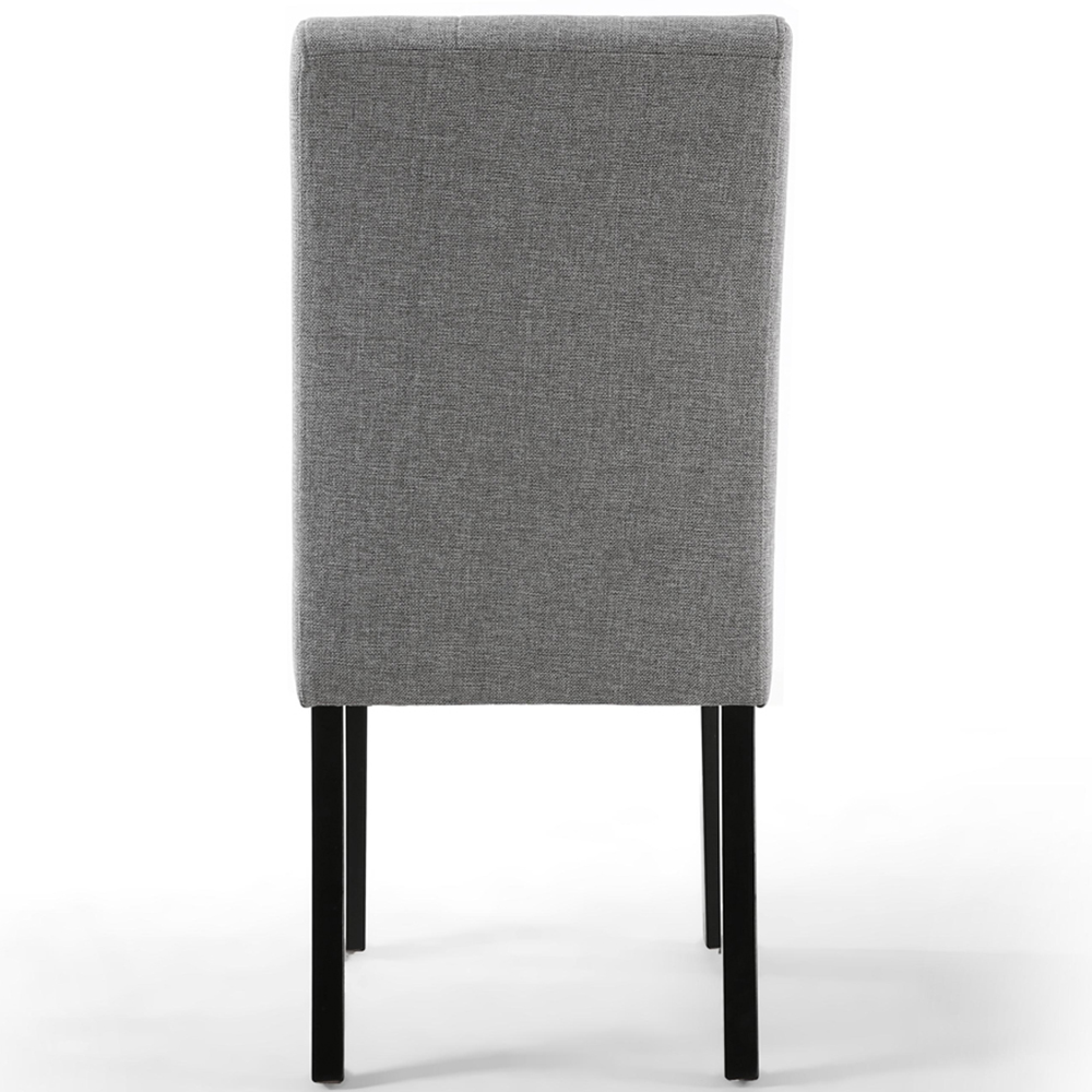 Portland Harlow Silver Grey Linen Black Legs Waffle Back Dining Chair Image 6