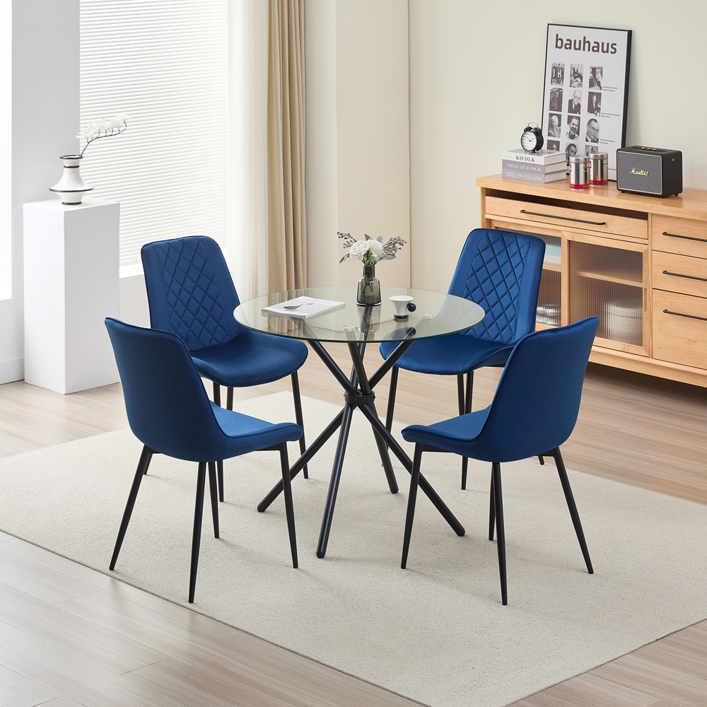 Indoor Living New York Amelia 4 Seater Round Dining Set Blue Image 9
