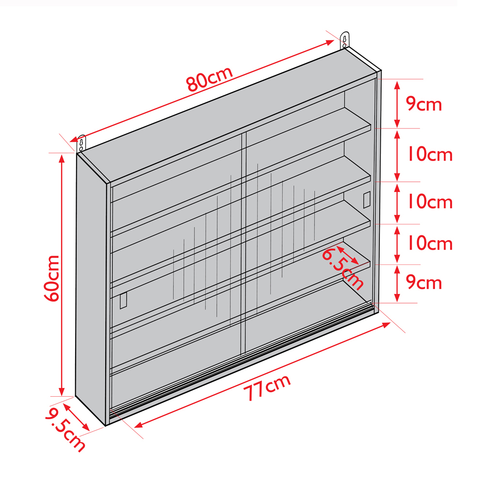 Watsons Reveal 4 Shelf Oak Glass Display Wall Cabinet Image 6