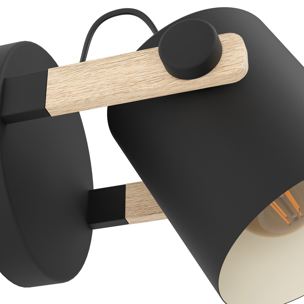 EGLO Hornwood Wood and Black Wall Lamp Image 3