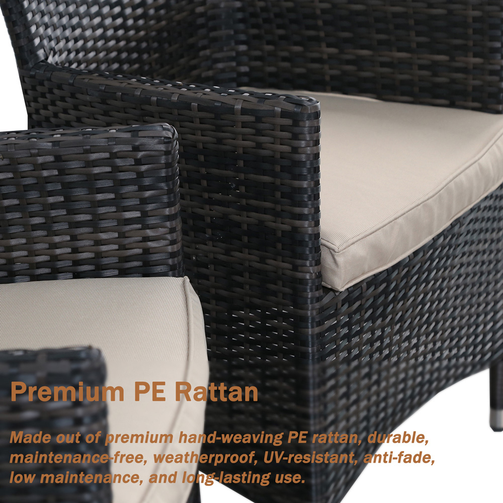 Furniture One 6 Seater Brown Rattan Garden Dining Set with Cushion Image 3
