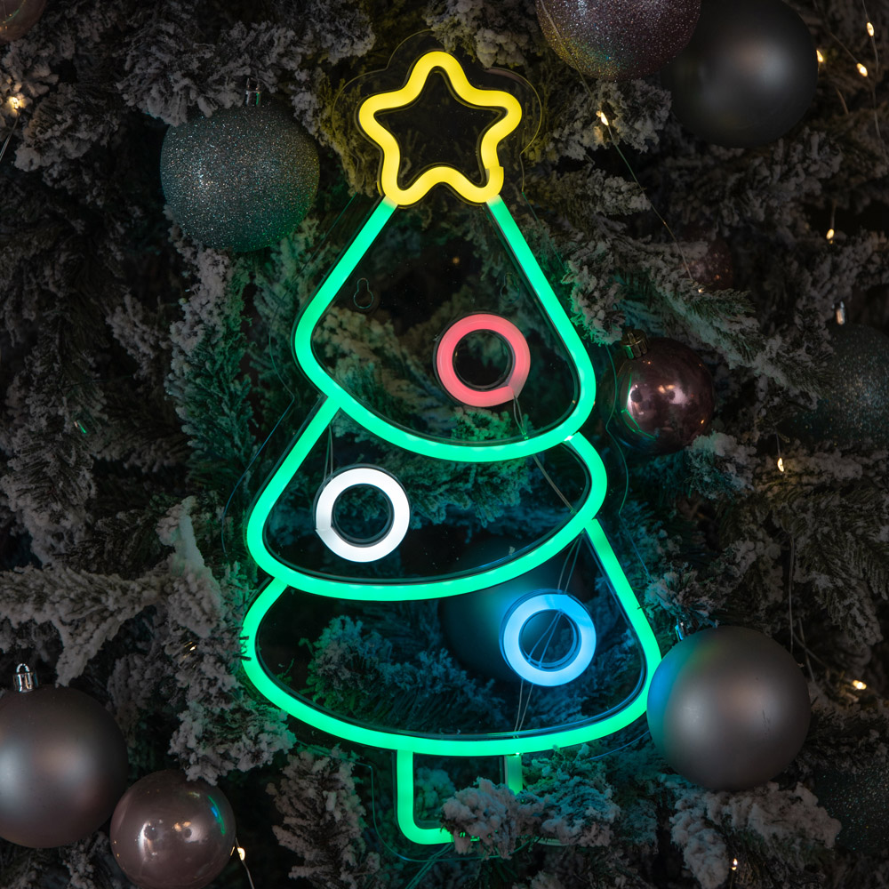 Samuel Alexander Multicolour LED Light Up Christmas Bauble Tree Neon Sign 40cm Image 4