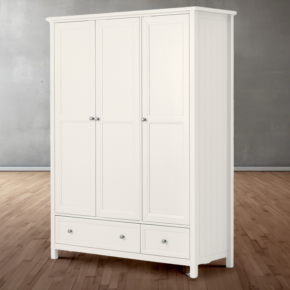 Julian Bowen Maine 3 Door 2 Drawer Surf White Combination Wardrobe Image 1