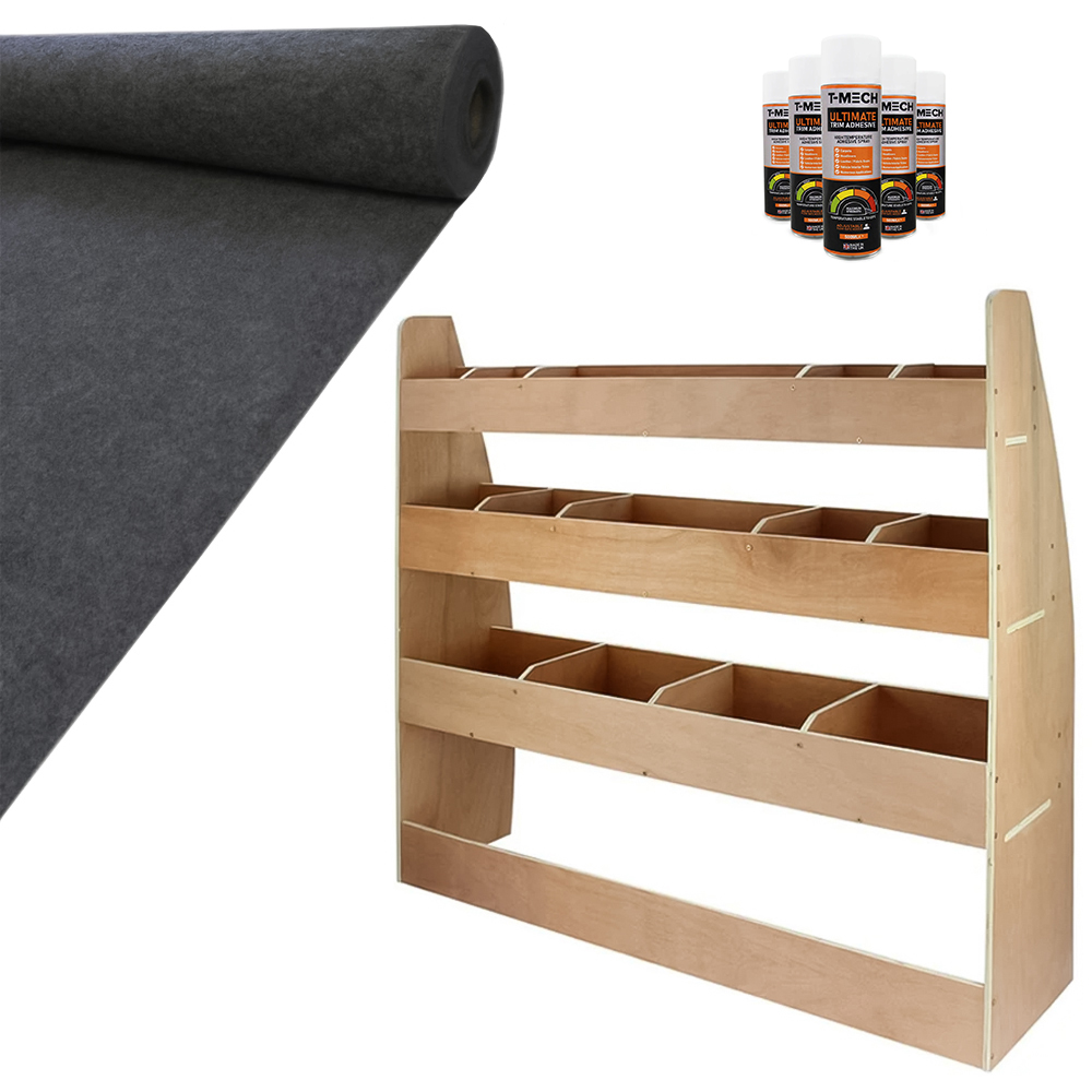 Monster Shop 11m2 Anthracite Van Lining Glue and VW Caddy Rack Image 1