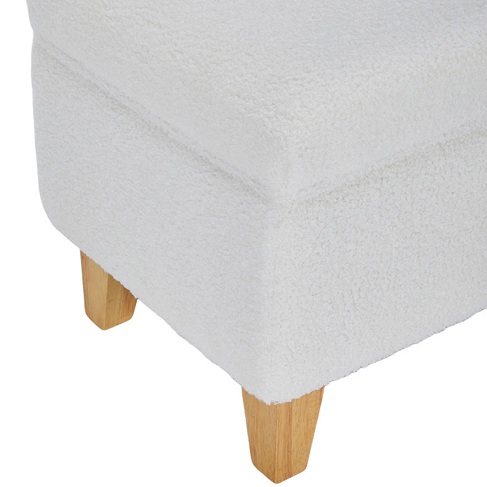 Living and Home White Teddy Fleece Upholstered Storage Ottoman Image 4
