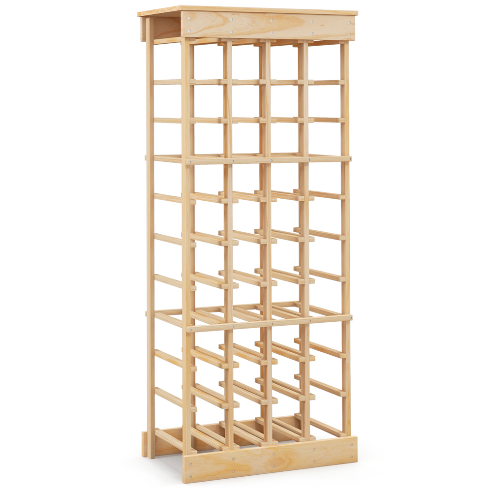 Costway 40 Bottle Pine Wood Freestanding Wine Rack Image 1