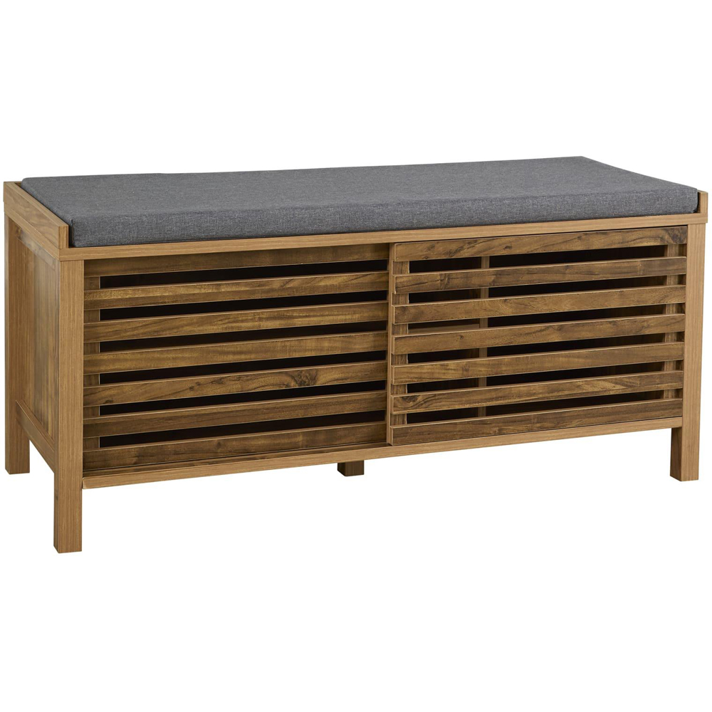 Home Source Luna 2 Sliding Door Oak Shoe Bench Image 2