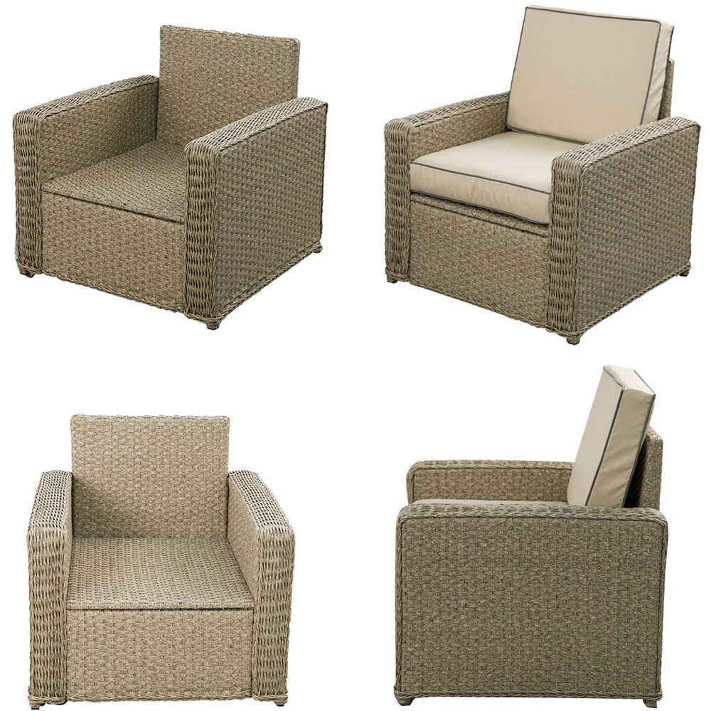 Furniture One 2 Seater Yellow Rattan Garden Armchair Lounge Set with Ice Bucket Image 4