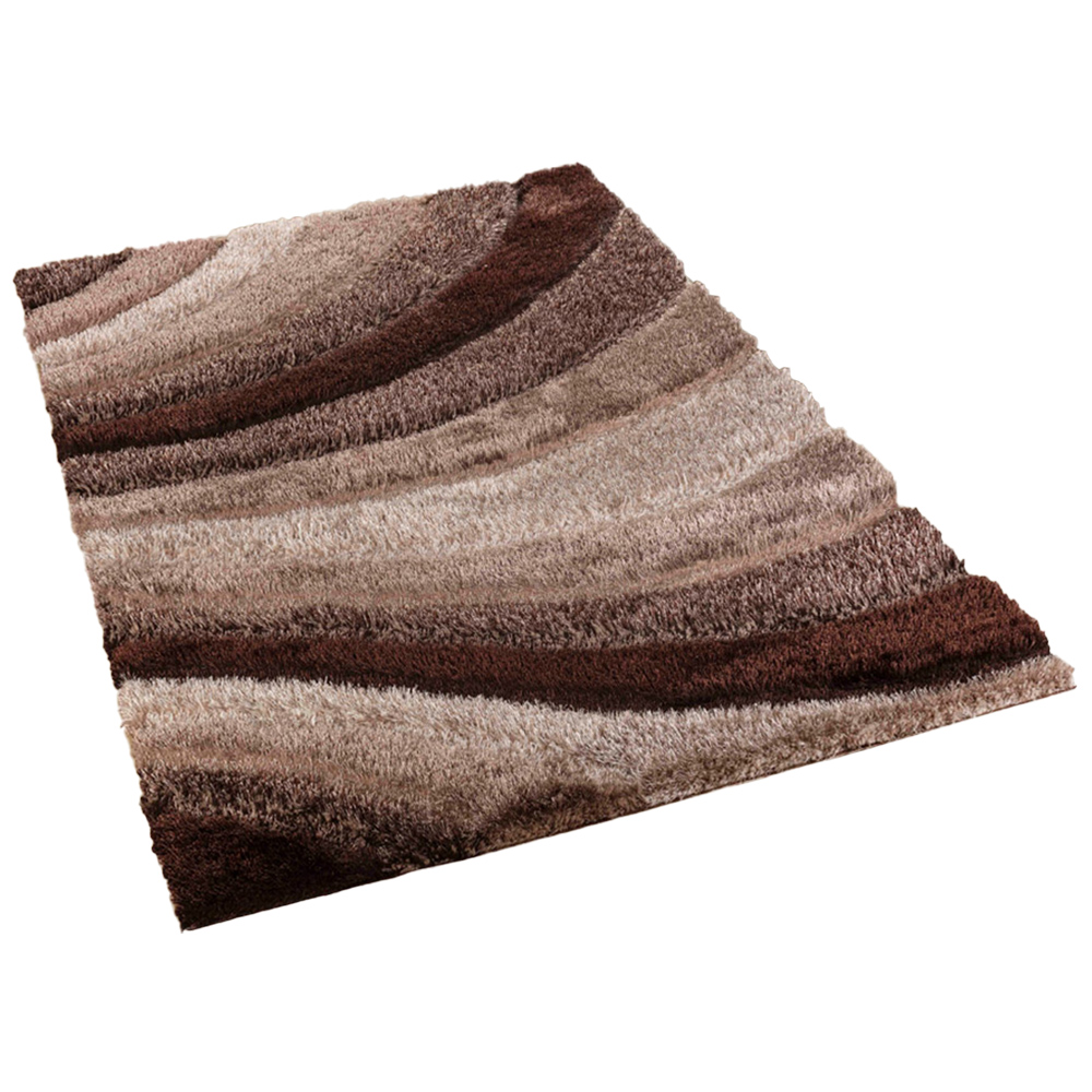 Desire Rug Modern Bronze Waves Shimmer Soft Shaggy Area Rug 160 x 230cm Image 1