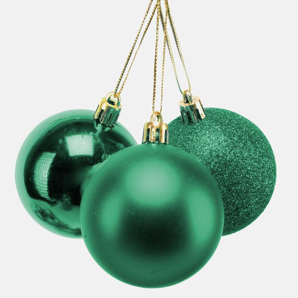 Shatchi Emerald Green Shatterproof Christmas Bauble 3 Pack Image 4