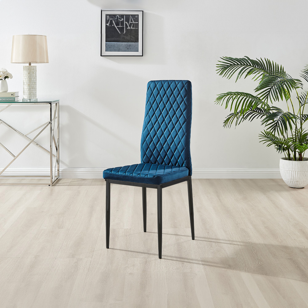 Furniturebox Lucia Valera 6 Seater Dining Set Black Gloss and Navy Image 4