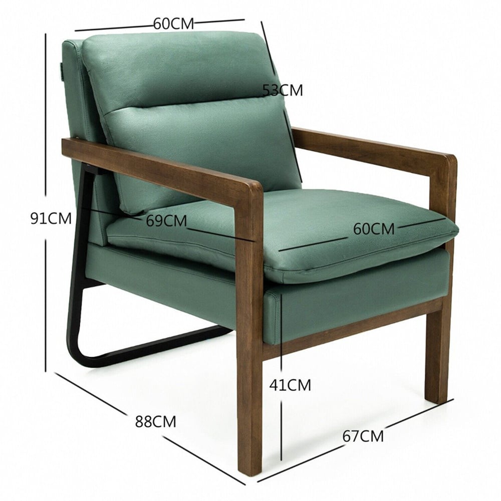 Costway Green Leather Accent Chair Image 8