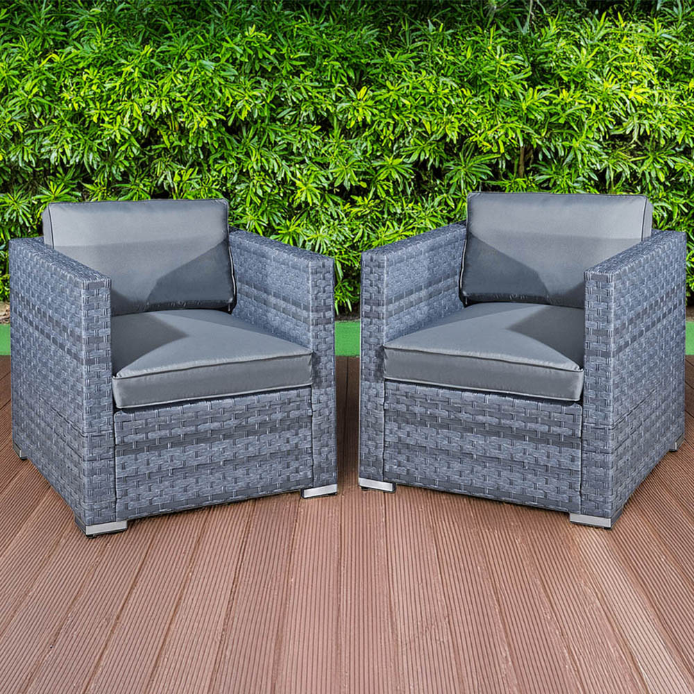 Oseasons Malta Set of 2 Ocean Grey Rattan Chair Image 1