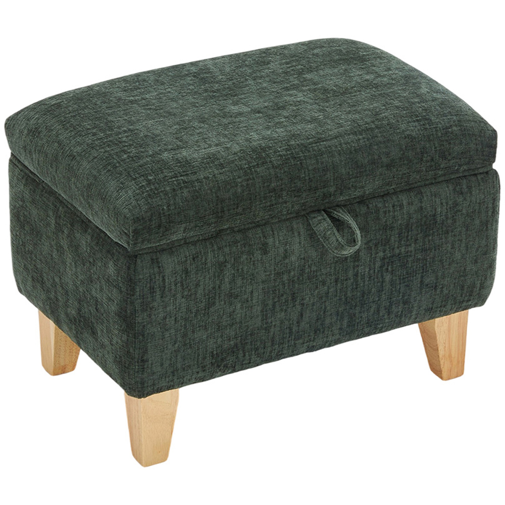 Living and Home Green Chenille Upholstered Storage Ottoman Image 2