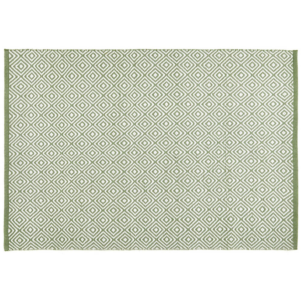 Hug Rug Dark Green Diamond Woven Rug 80 x 150cm Image 1