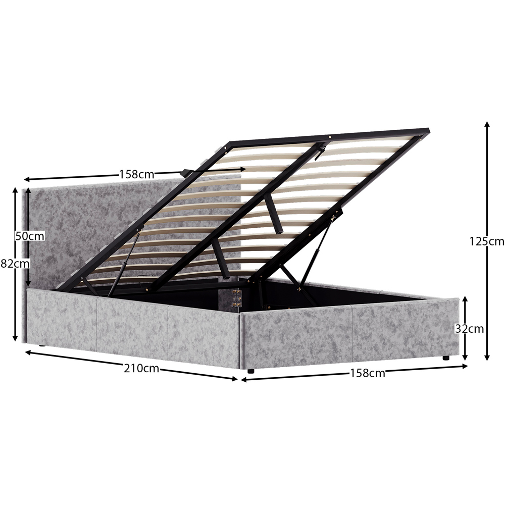 VIDA DESIGNS Veronica King Size Silver Velvet Ottoman Bed with Gel Memory Foam Mattress Image 9