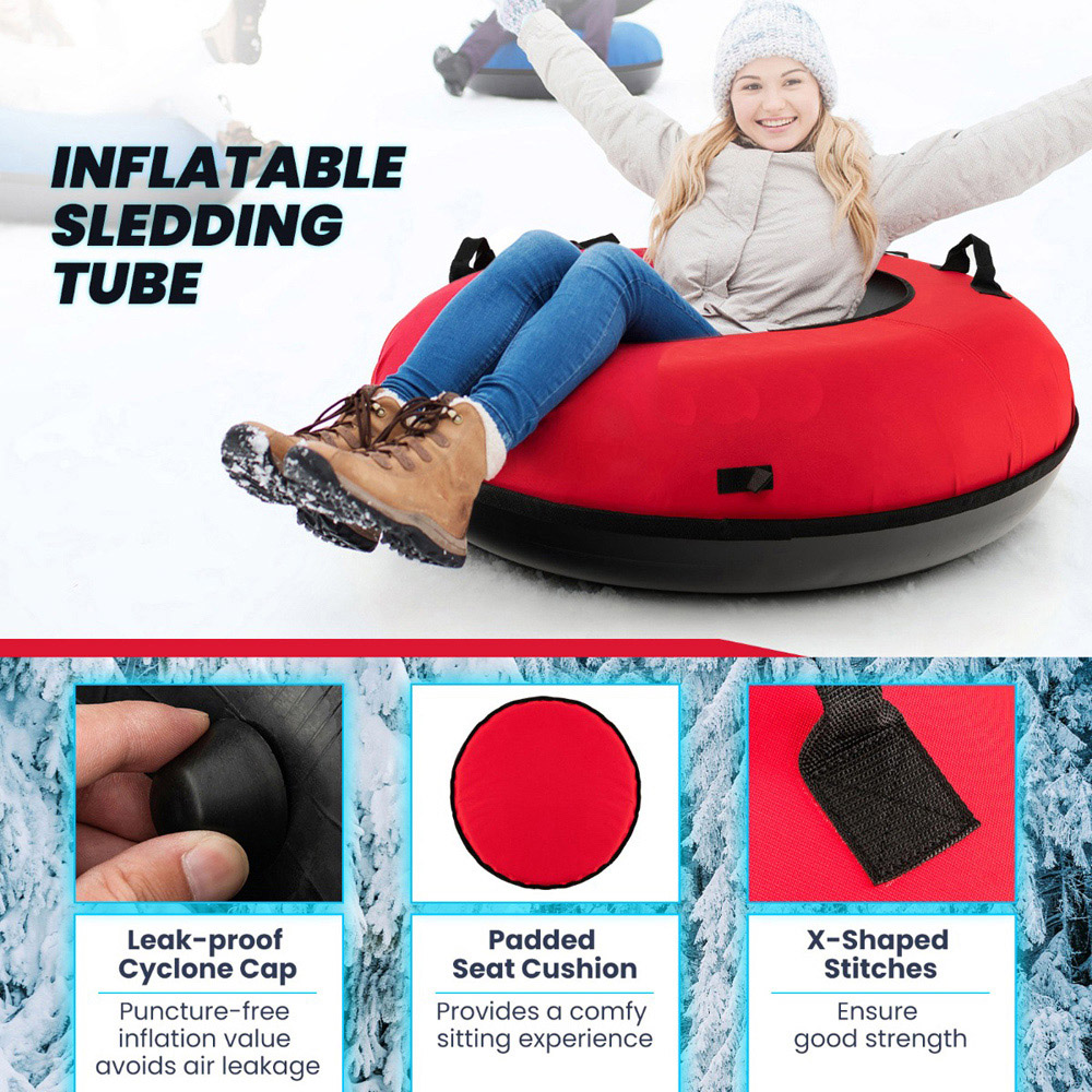 Costway Red Heavy Duty Snow Tube with Seat Cushion Image 7