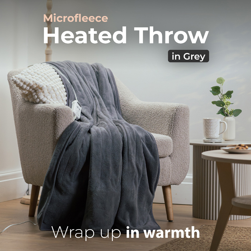 Abode Grey Microfleece Heated Throw 130 x 180cm Image 2