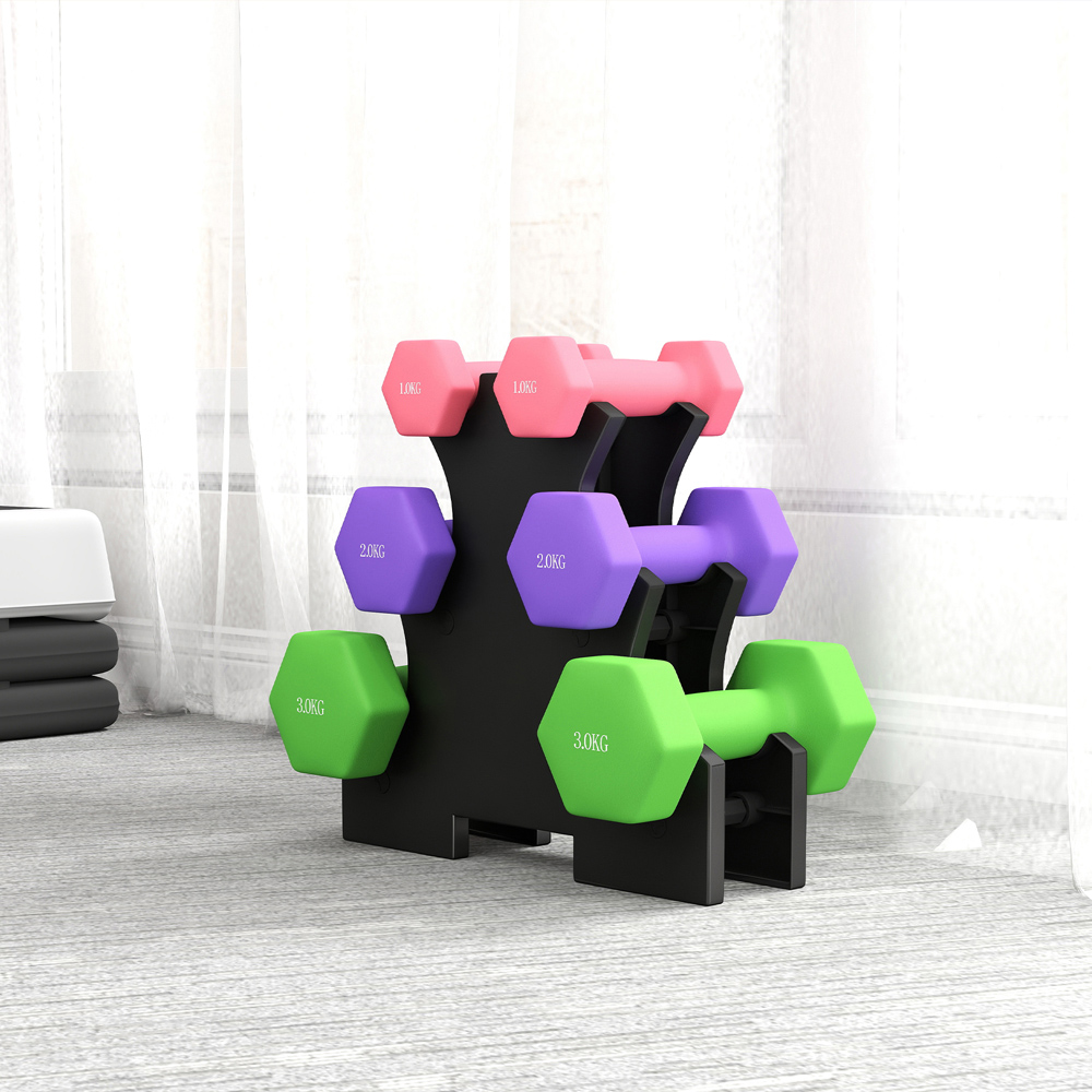 SPORTNOW Multicolour Hex Dumbbell Set with Rack 12kg 6 Pack Image 8