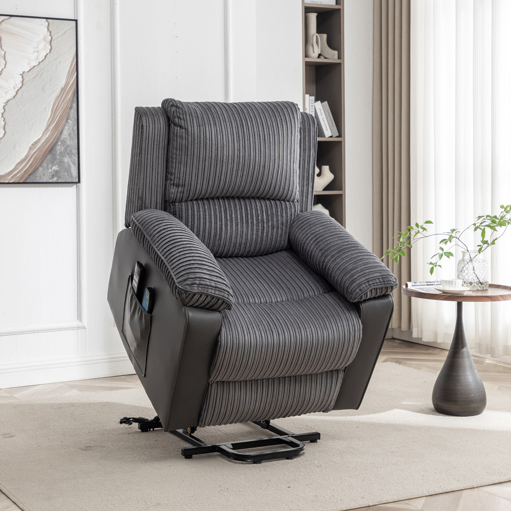 Furniture One Grey Electric Rise Recliner Armchair with Massager Image 6