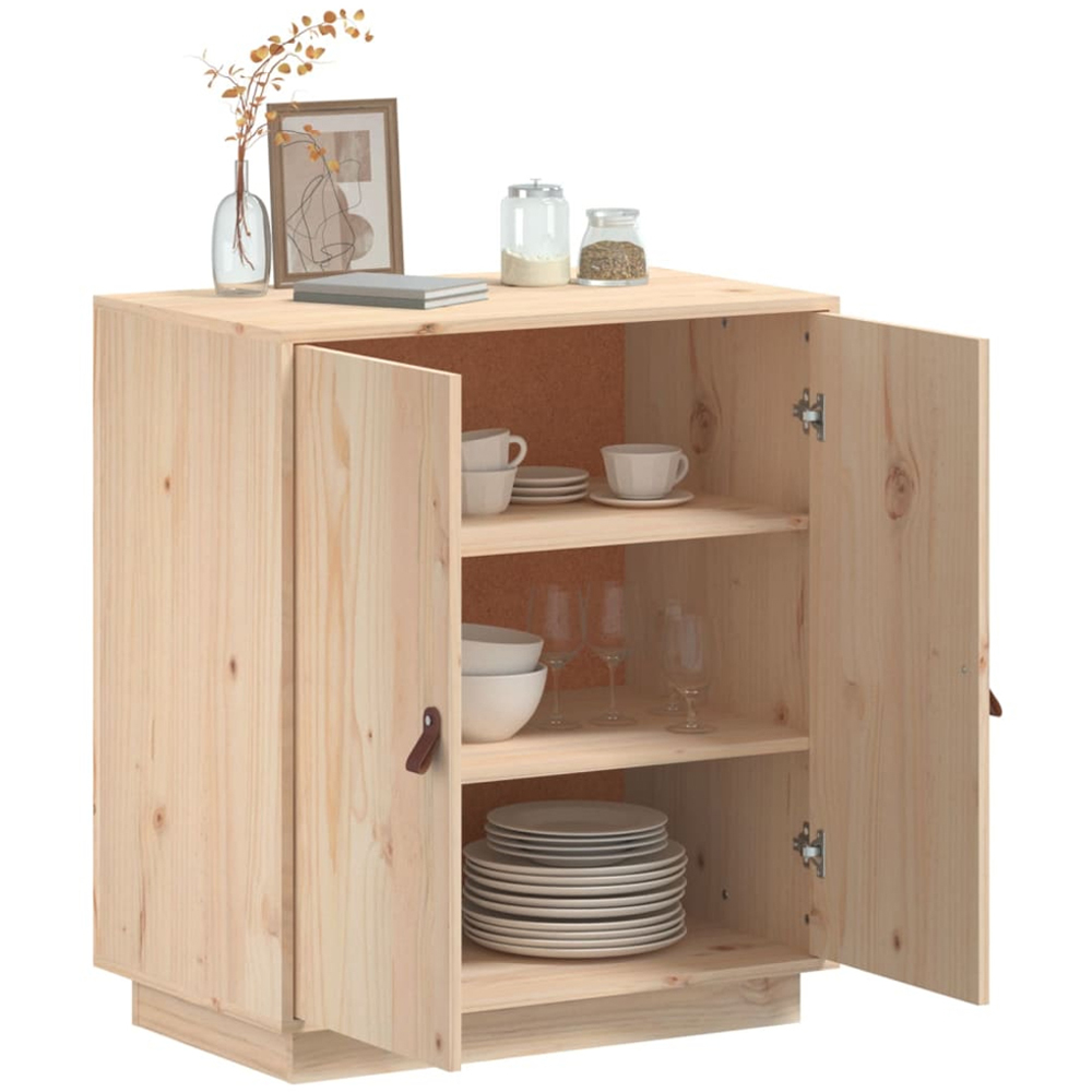 vidaXL 2 Door Natural Solid Pine Wood Sideboard Image 6