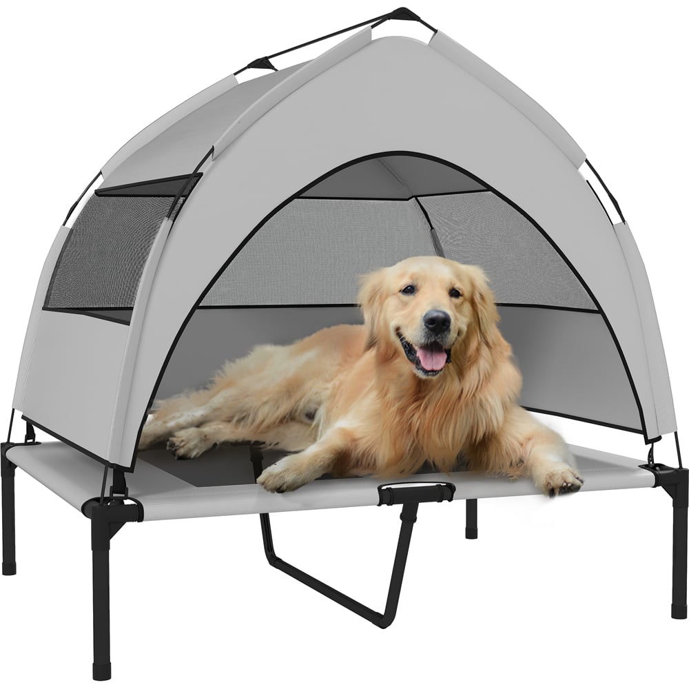 PawHut Medium Portable Elevated Dog Bed with Removable Canopy Image 1