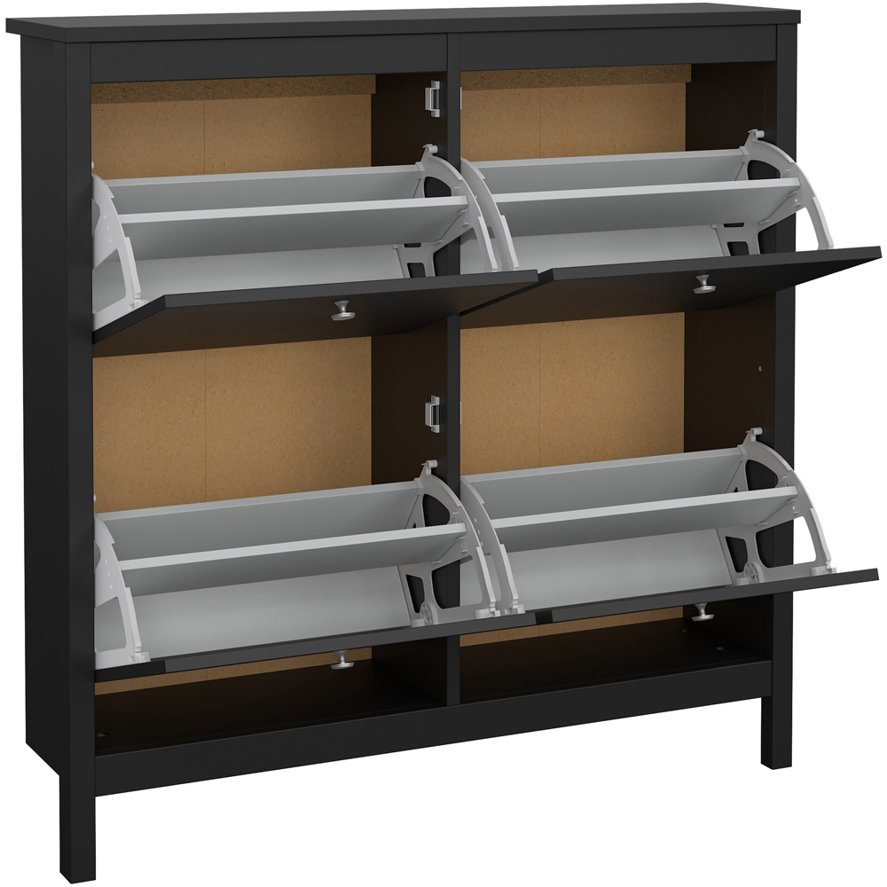 Florence Madrid 4 Flip Down Doors Matt Black Shoe Cabinet Image 4