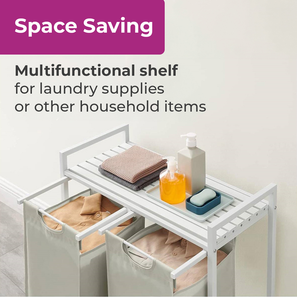 Neo Single Shelf White Double Laundry Hamper Image 7