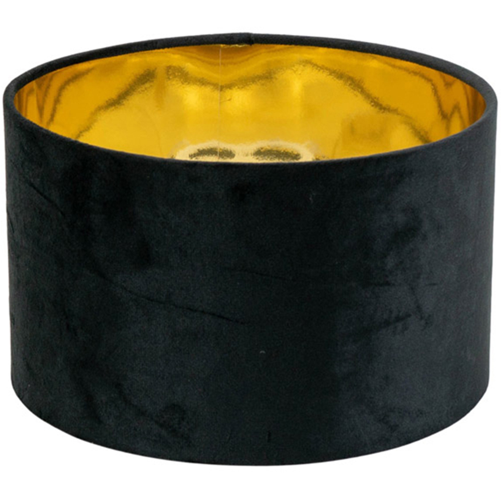 ValueLight Reni Small Black Velvet Metallic Gold Inner Pendant Ceiling Lamp Shade Image 1