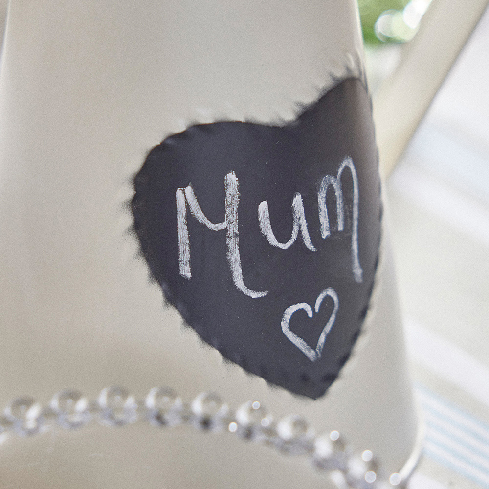 Dibor Cream Zinc Vintage Style Pitcher Jug Vase with Heart Message Chalkboard Image 4