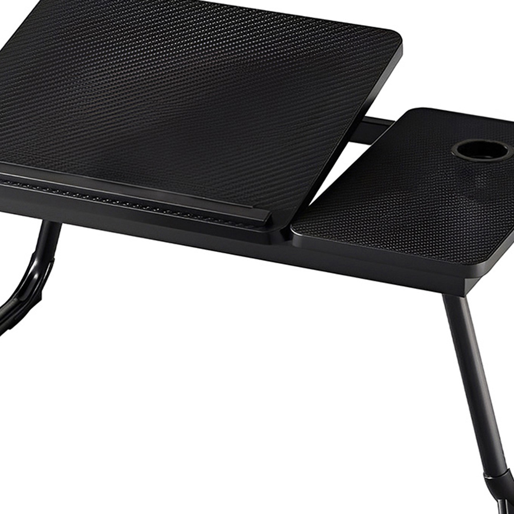 Living and Home Black Foldable Laptop Bed Table with Cup Holder Image 4