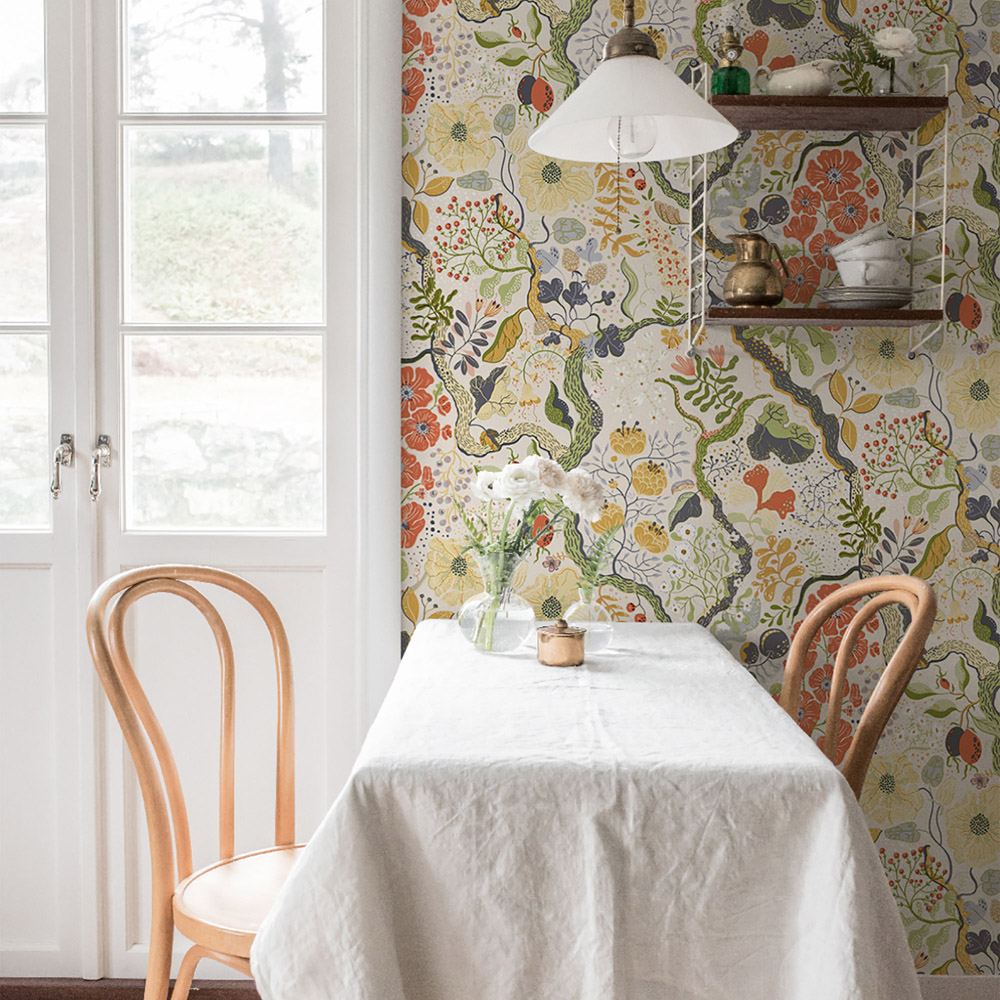 Galerie Sommarang Ann Floral White and Yellow Wallpaper Image 3