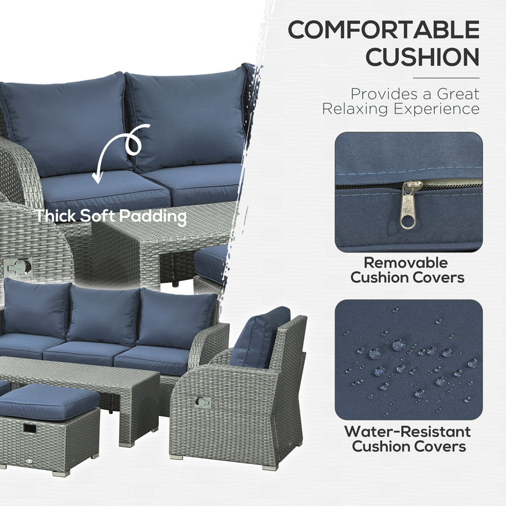 Outsunny 7 Seater Grey Rattan Sofa Lounge Set Image 6