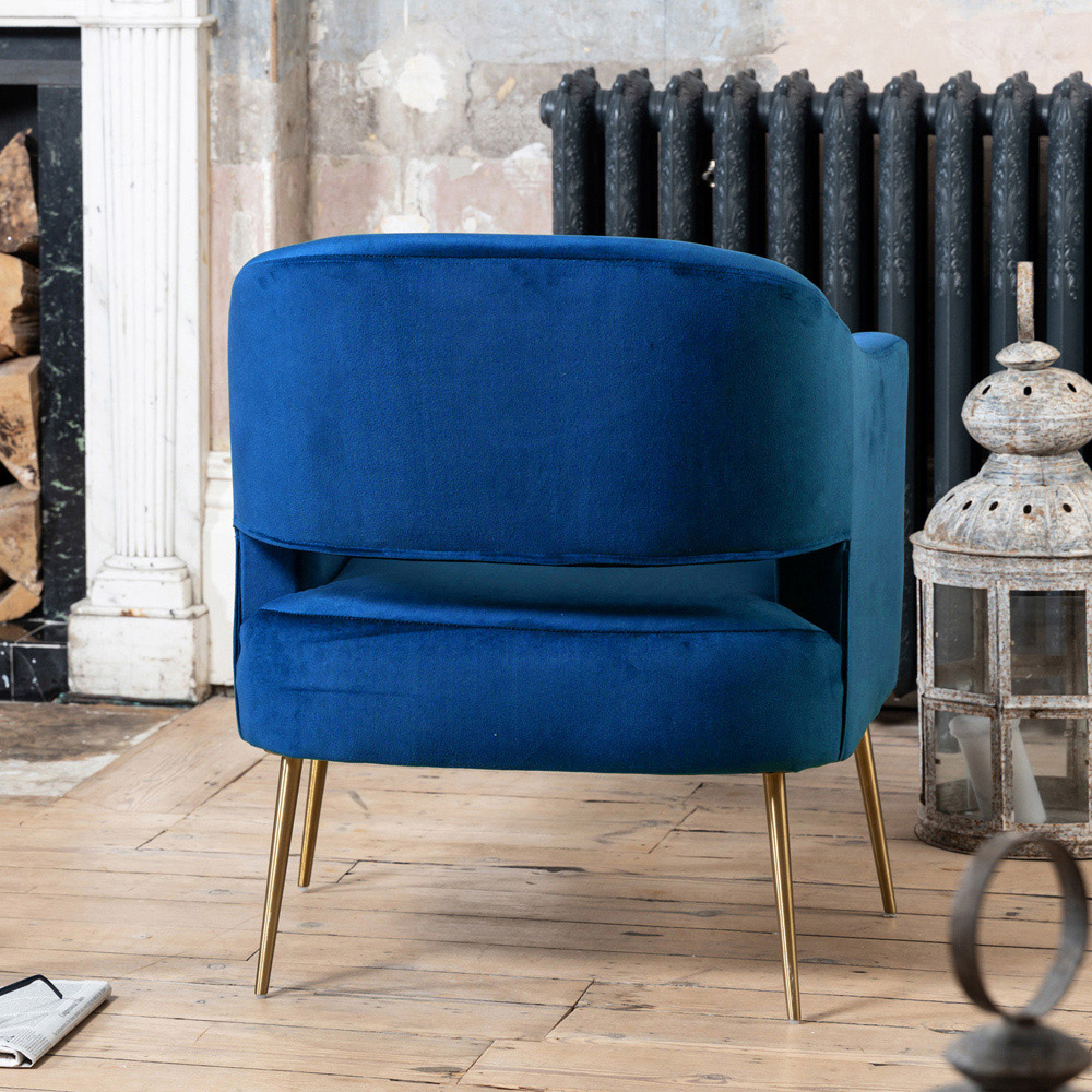 Artemis Home Hobson Dark Blue Velvet Accent Chair Image 3