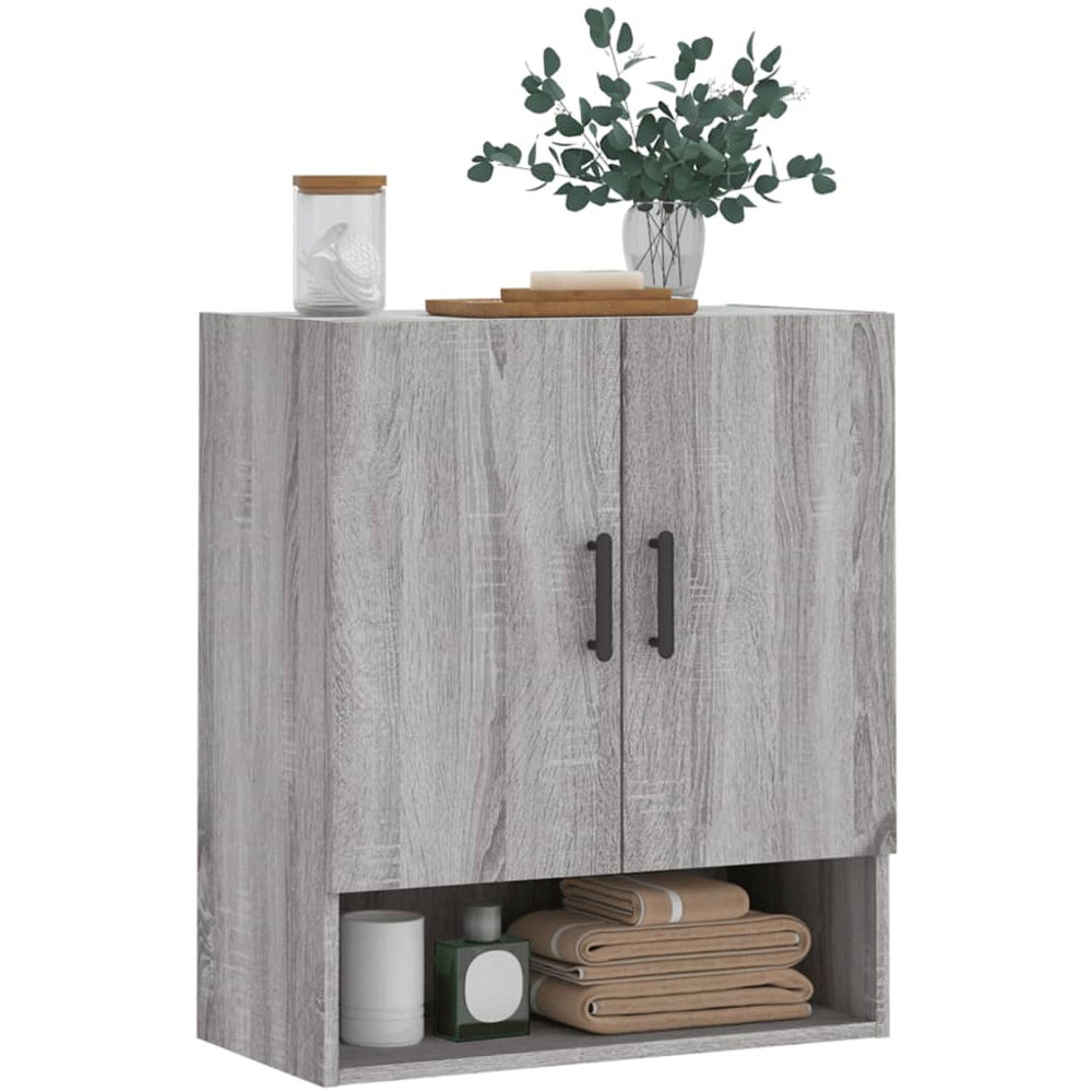 vidaXL 2 Door Single Shelf Grey Sonoma Oak Wall Cabinet Image 3