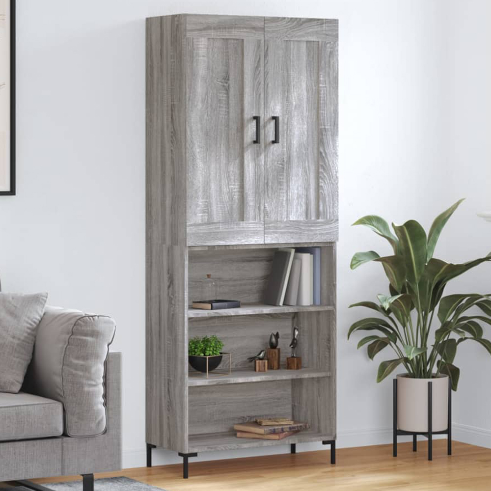 vidaXL 2 Door 3 Shelf Grey Sonoma Highboard Image 1