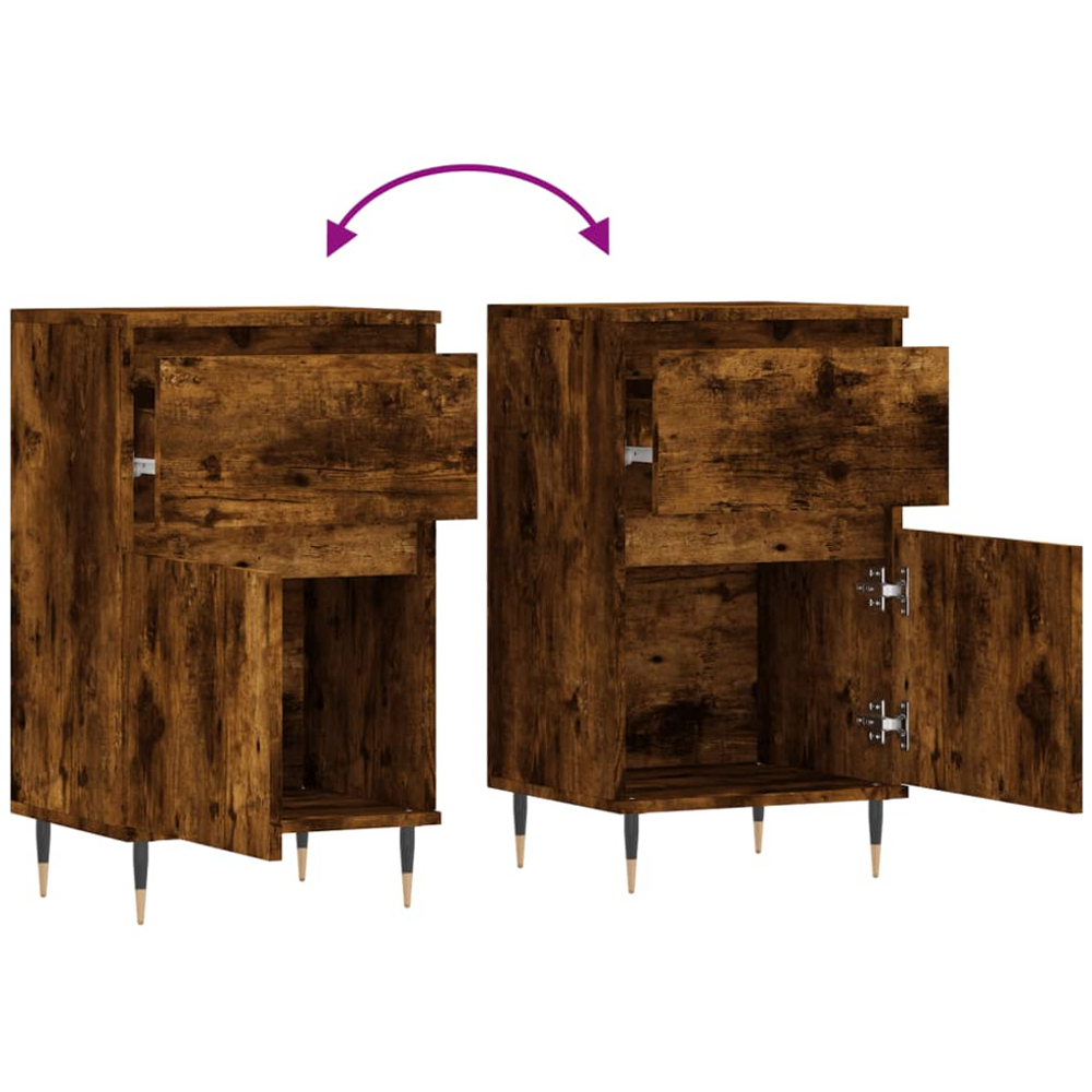 vidaXL Single Door Single Drawer Smoked Oak Sideboard Image 9
