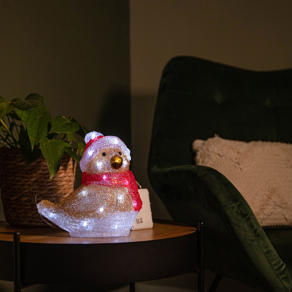 Samuel Alexander Acrylic Robin LED Christmas Decoration 19cm Image 6