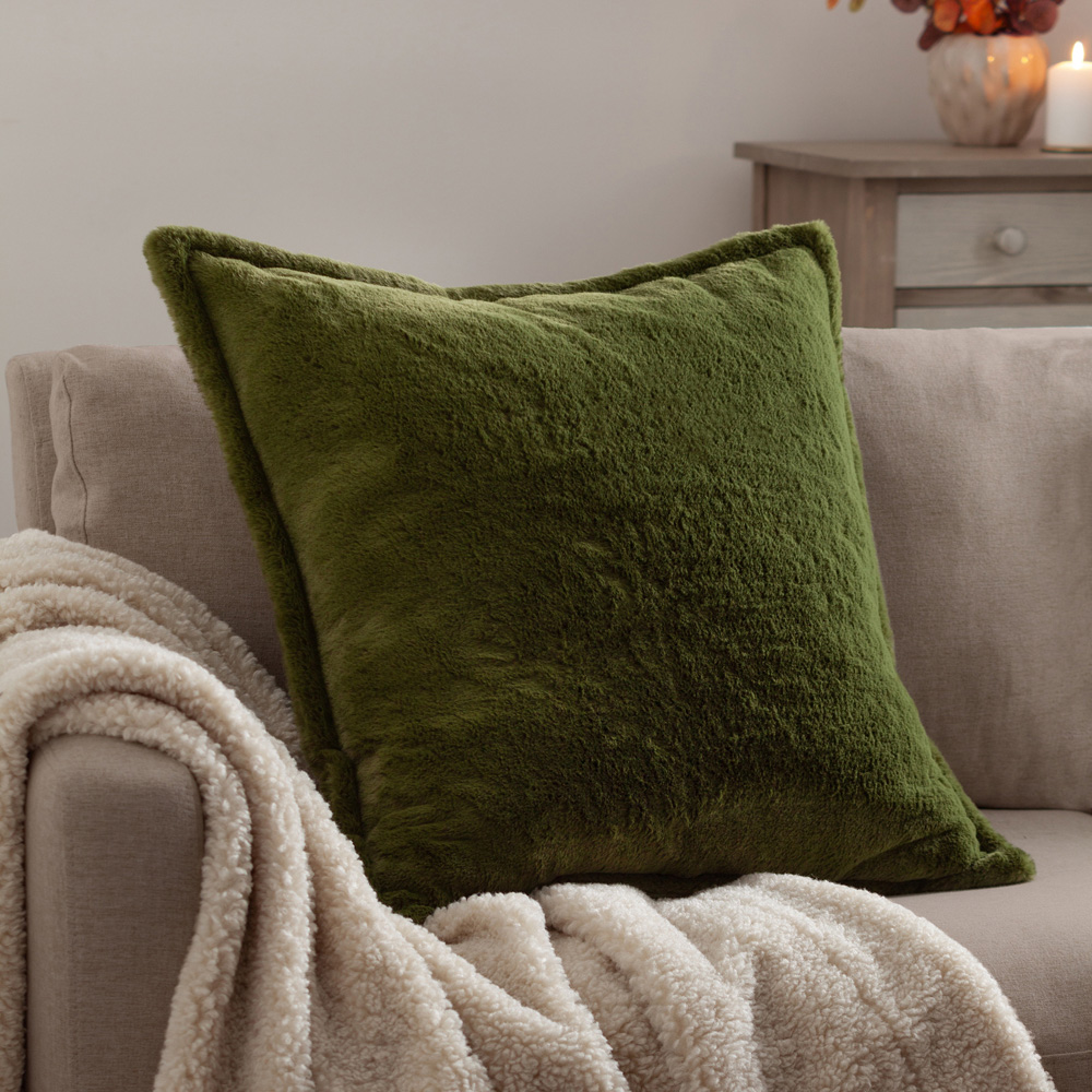 Furn Christmas Kallu Olive Faux Fur Cushion 55 x 55cm Image 6