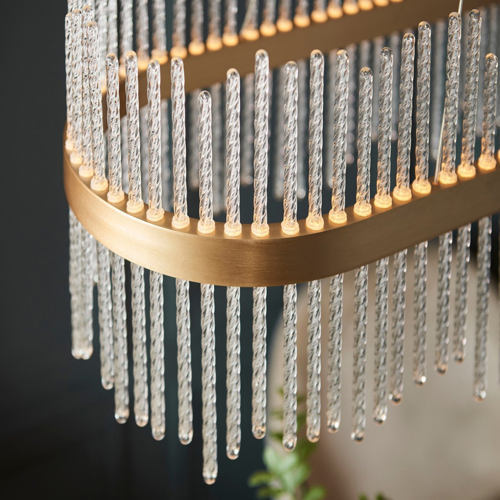 Merano Trapani Clear Glass Brushed Gold Plated Bar Pendant Ceiling Light Image 4