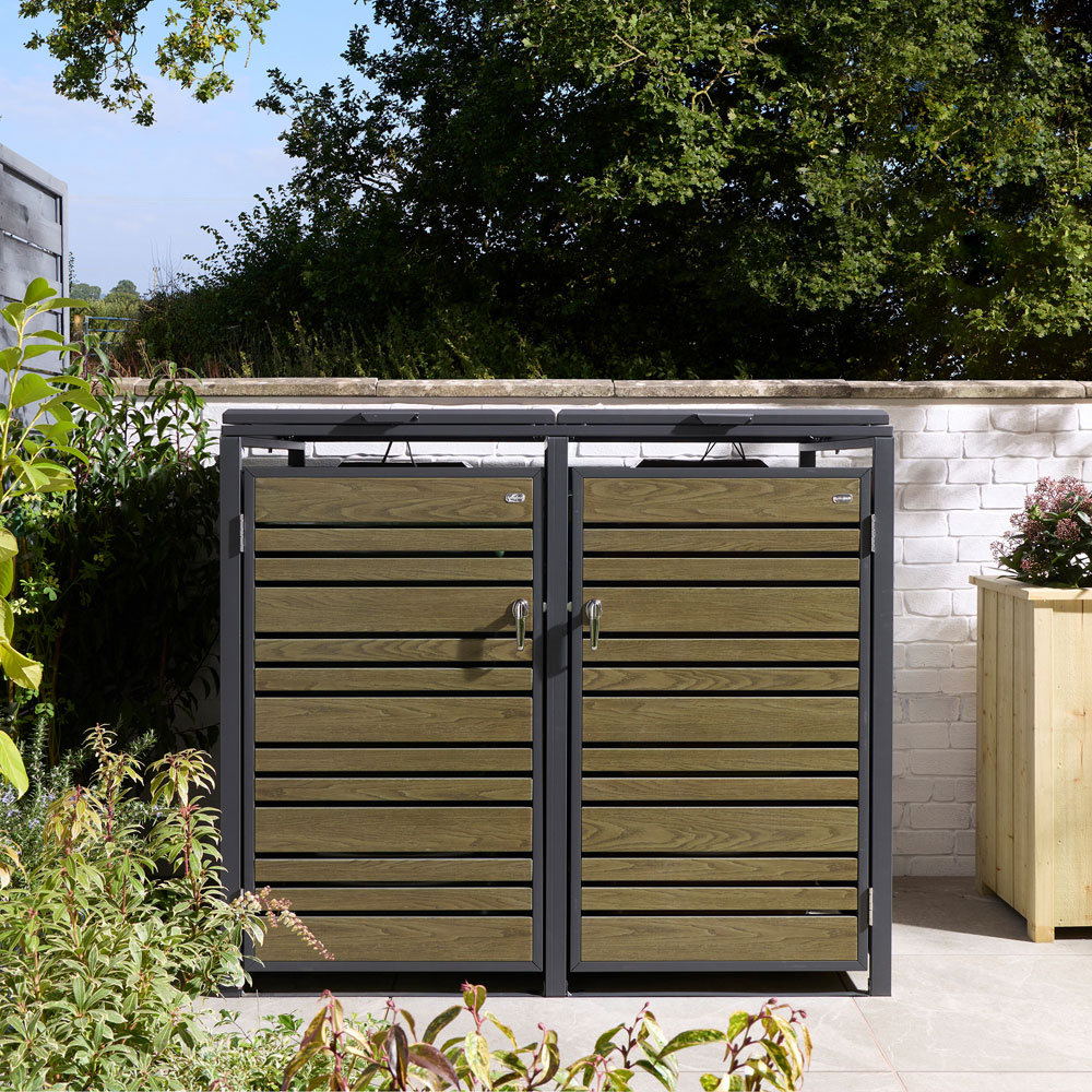Rowlinson Chelsea Oak 2 Wheelie Bin Store Image 4