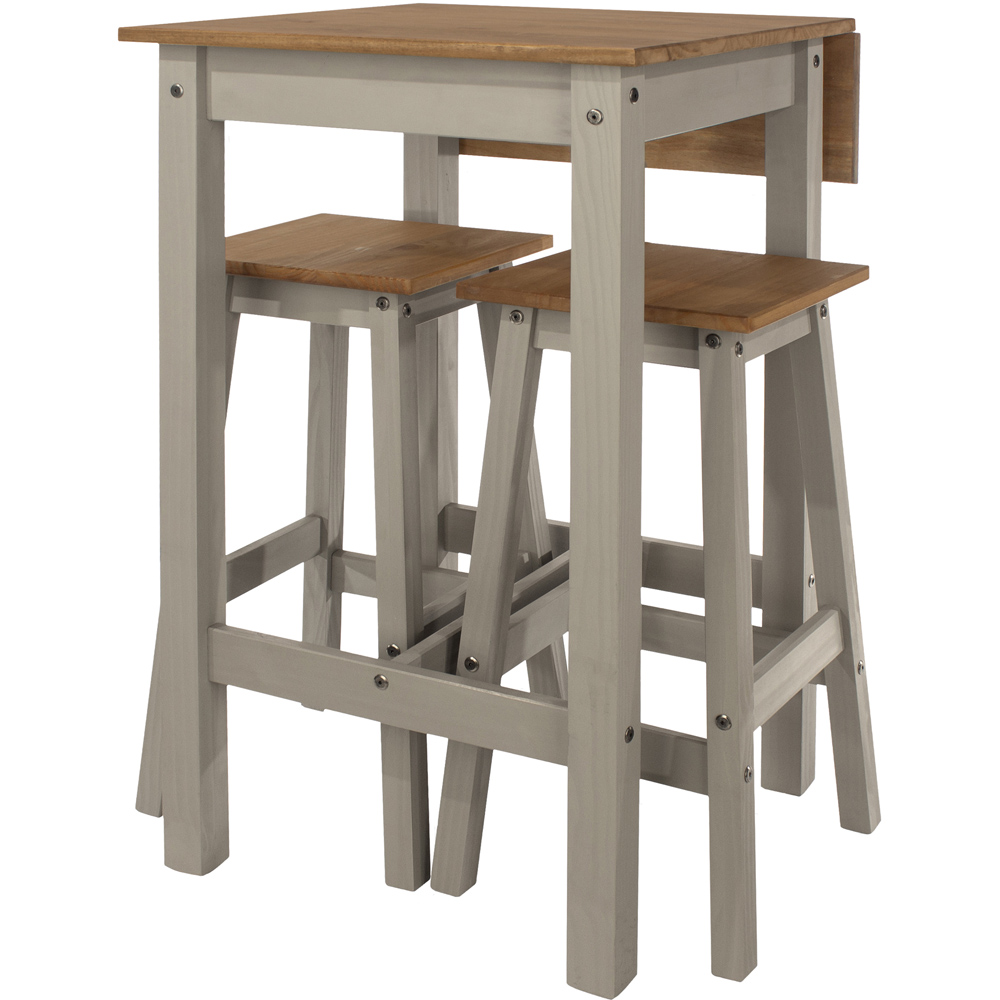 Core Products Corona 2 Seater Drop Leaf Breakfast Table Set Linea Grey Image 3