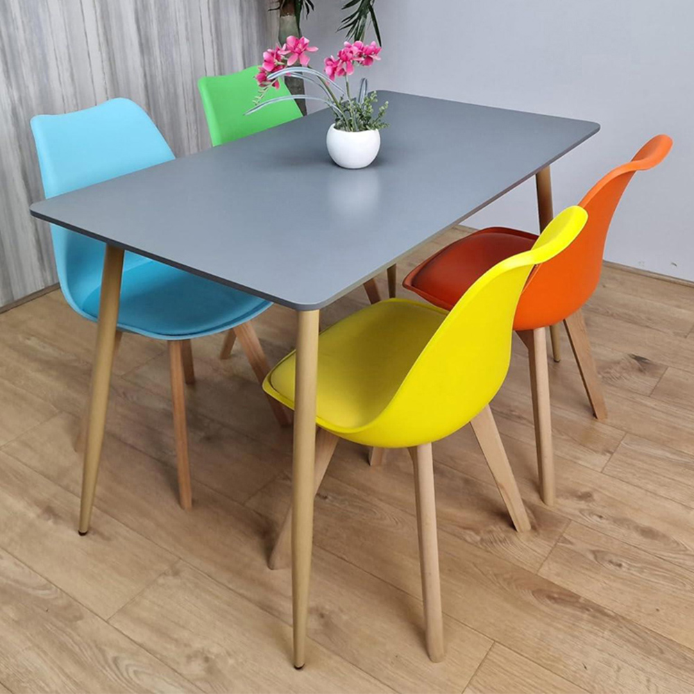 Kosy Koala 4 Seater Plastic and Faux Leather Dining Set Multicolour Image 1
