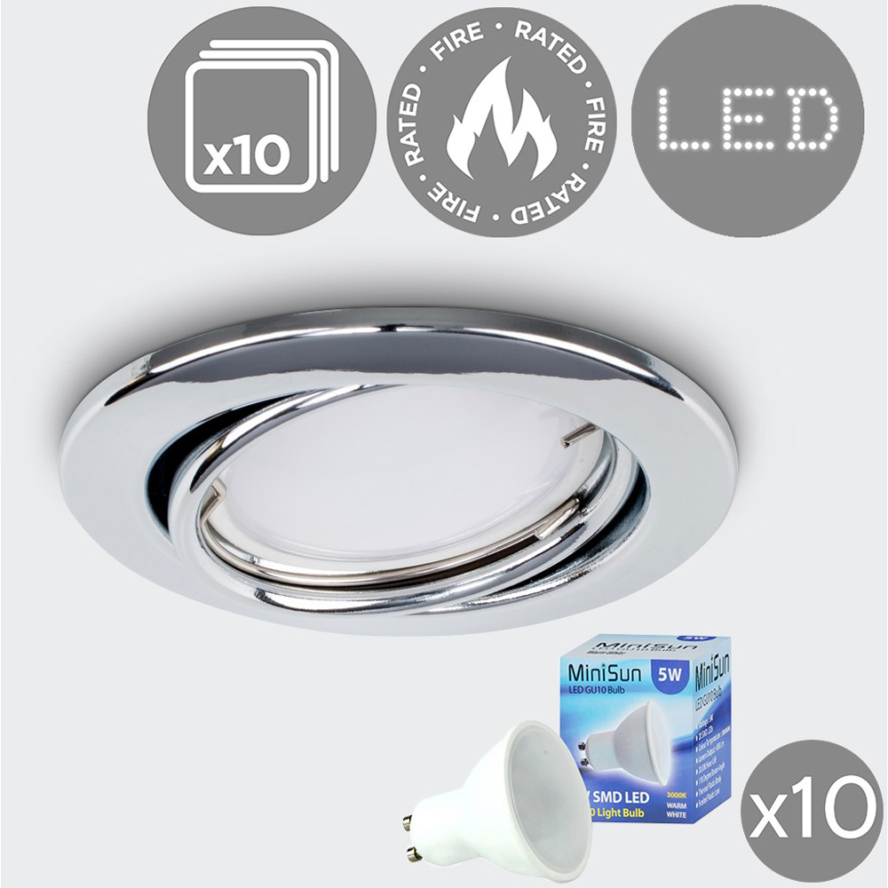 ValueLights Polished Chrome Tiltable Warm White LED Ceiling Downlight 10 Pack Image 4