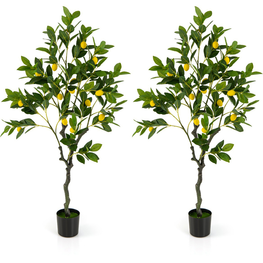 Costway Lemon Fruits Tree Artificial Plant In Pot 3.9ft Image 3