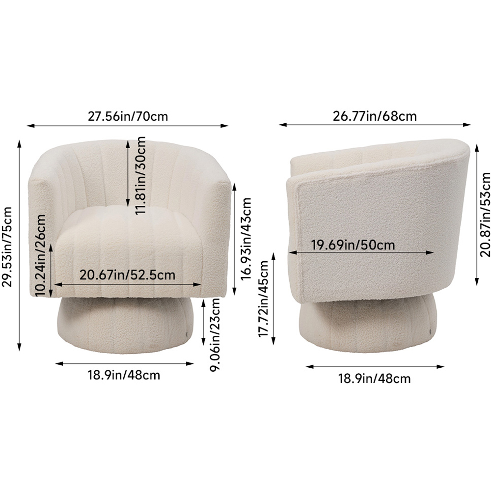 Living and Home White Upholstered Swivel Armchair Image 8