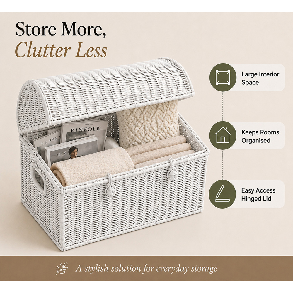 Home Republic White Rattan Woven Storage Chest Image 4