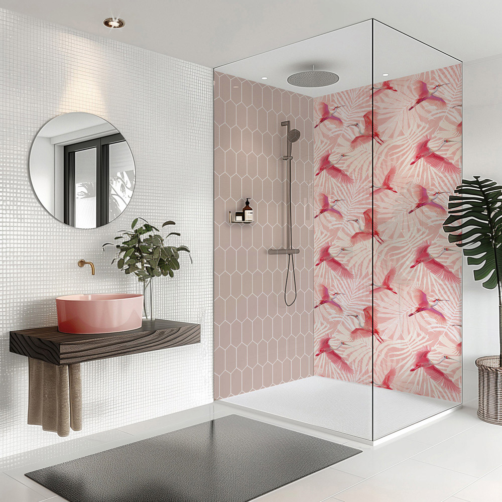Splashbax Premium Artisan Pink Love Di Bond Shower Panel 2400 x 800mm Image 3