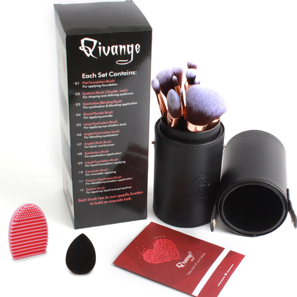 Living and Home 12 Piece Rose Gold Professional Makeup Brush Set Image 2